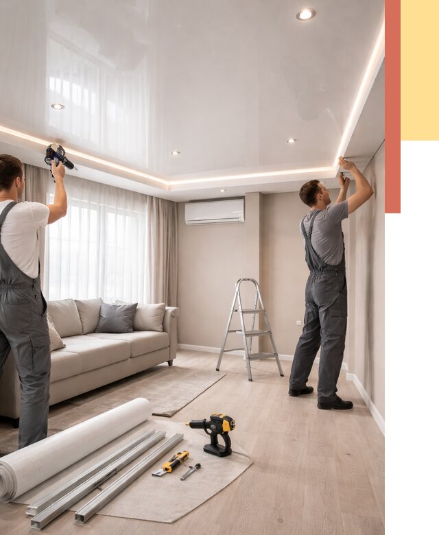 Монтаж глянцевого натяжного потолка в Абакане от 766 руб. под ключ | ОТДЕЛОЧНИК-Бкн