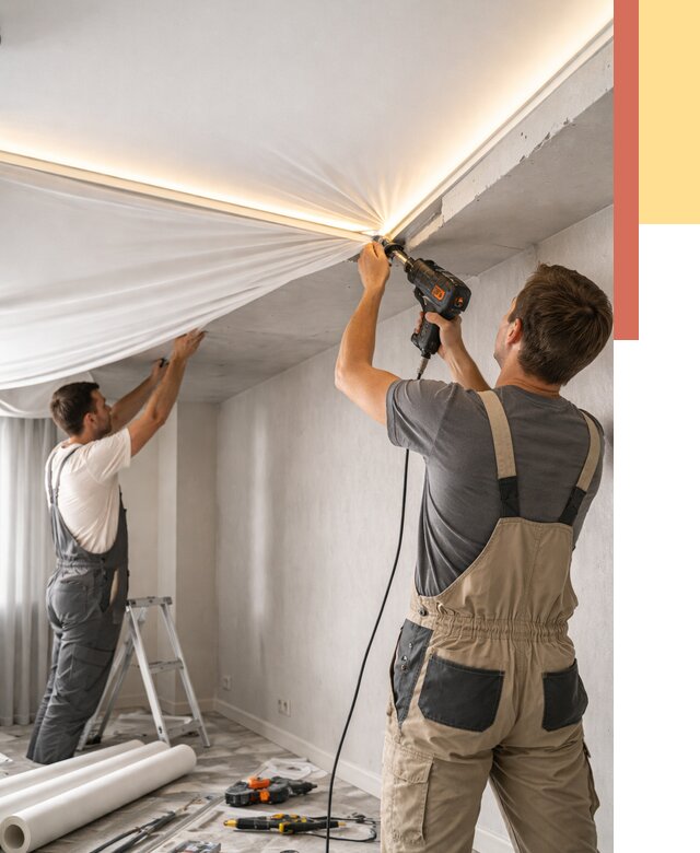 Монтаж натяжного потолка с подсветкой в Абакане от 970 руб. | ОТДЕЛОЧНИК-Бкн