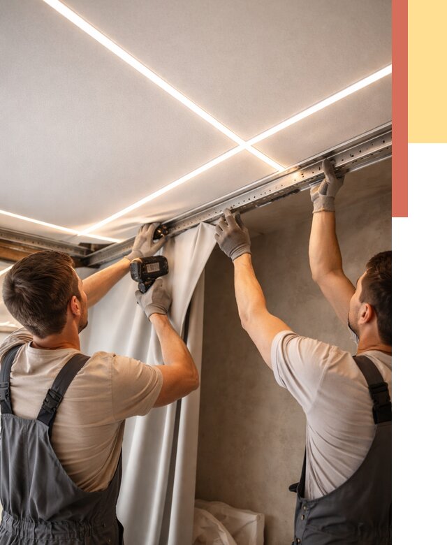 Монтаж натяжного потолка со световыми линиями в Абакане от 1226 руб. | ОТДЕЛОЧНИК-Бкн