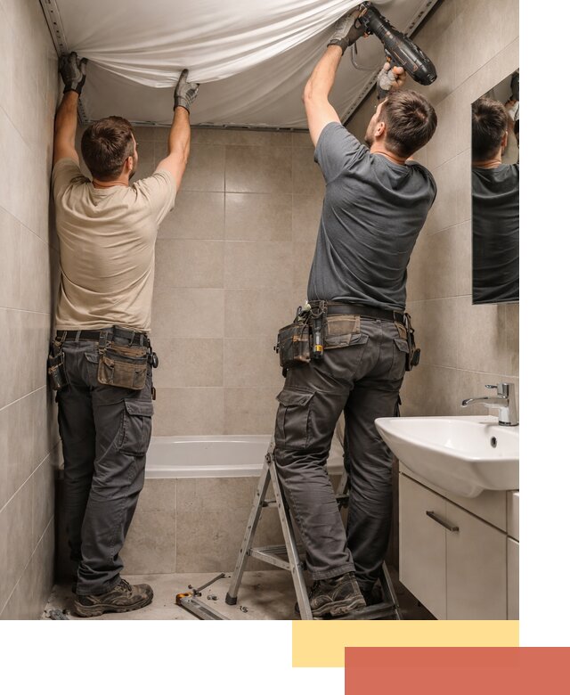 Монтаж натяжного потолка в ванной в Абакане быстро и качественно