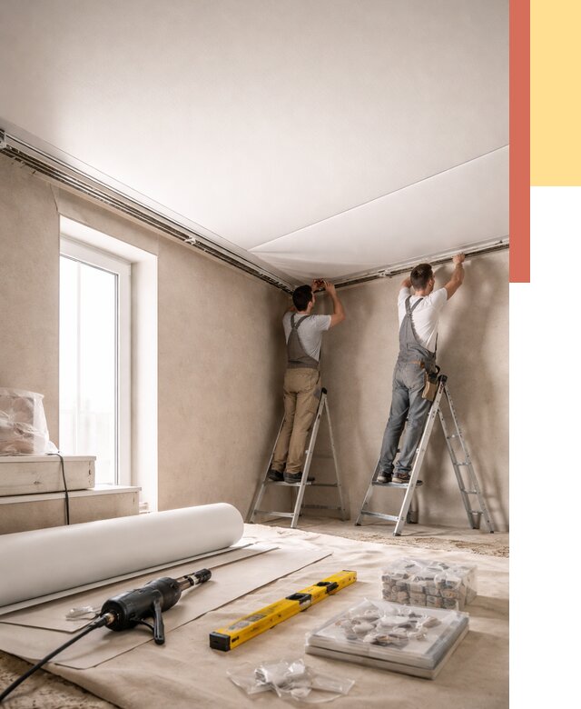 Монтаж натяжного потолка в спальне в Абакане от 3882 руб. под ключ | ОТДЕЛОЧНИК-Бкн