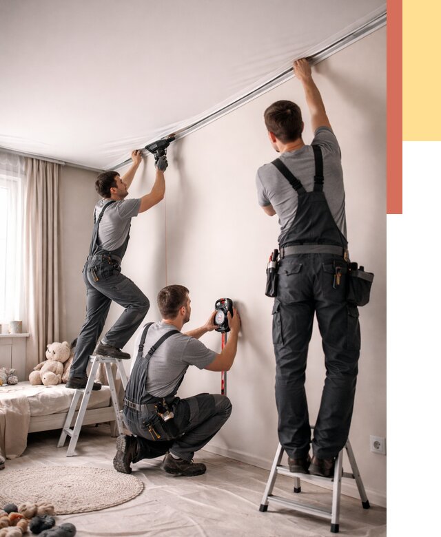 Монтаж натяжного потолка в детской в Абакане от 3575 руб. — быстро и недорого | ОТДЕЛОЧНИК-Бкн