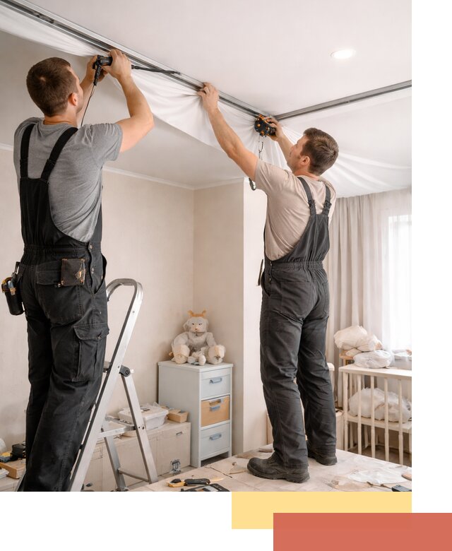 Монтаж натяжного потолка в детской комнате в Абакане