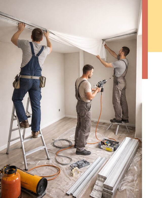 Монтаж натяжного потолка в студии в Абакане от 5618 руб. — быстро и недорого | ОТДЕЛОЧНИК-Бкн