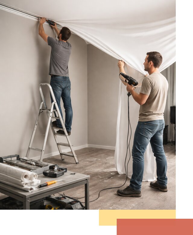 Монтаж натяжного потолка в студии в Абакане