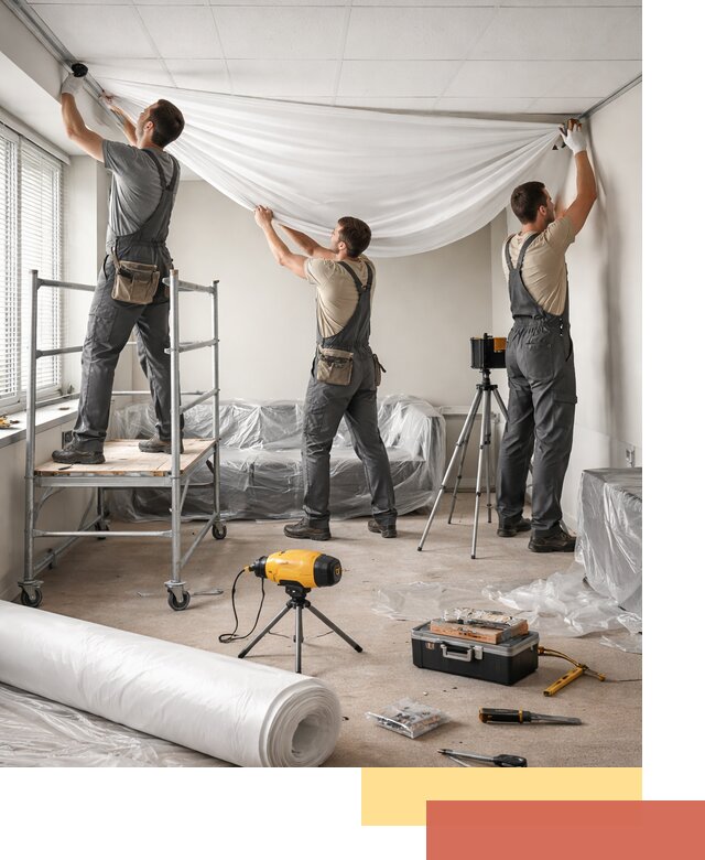 Монтаж натяжного потолка в офисе в Абакане