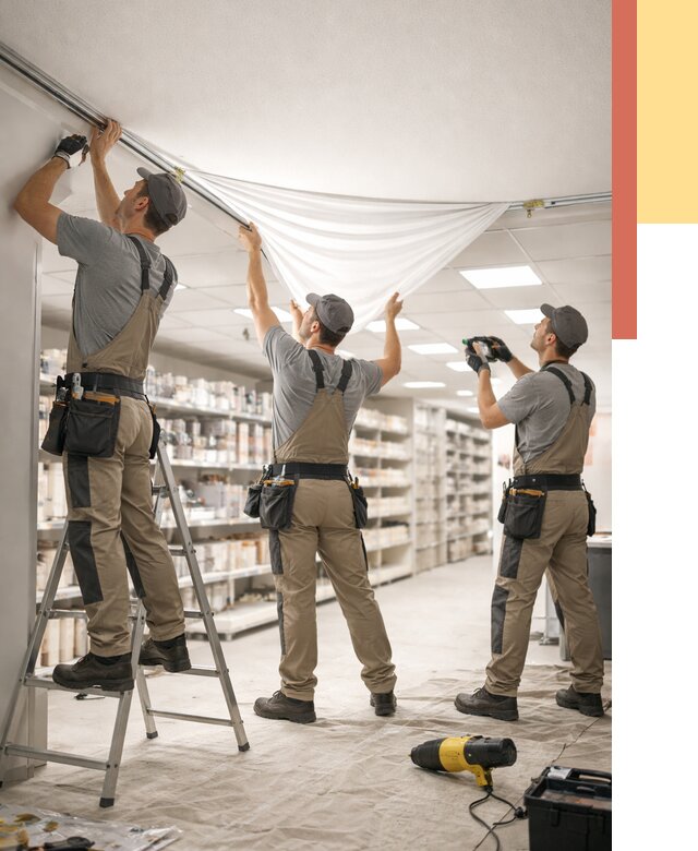 Монтаж натяжного потолка в магазине в Абакане от 4597 руб. быстро и недорого | ОТДЕЛОЧНИК-Бкн