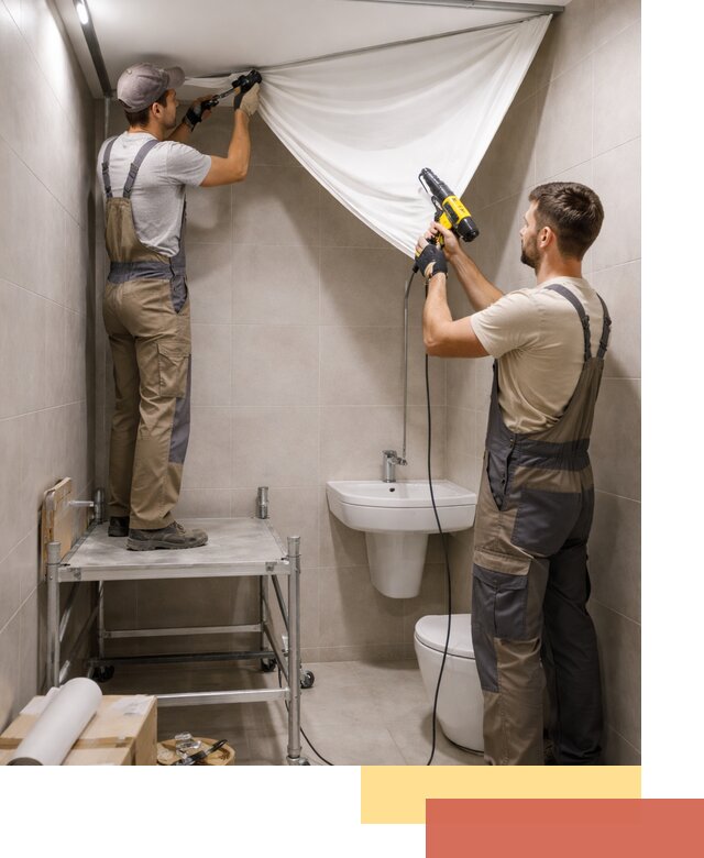 Монтаж натяжного потолка в санузле в Абакане