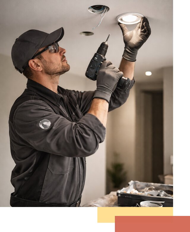 Установка точечных светильников в натяжной потолок в Абакане