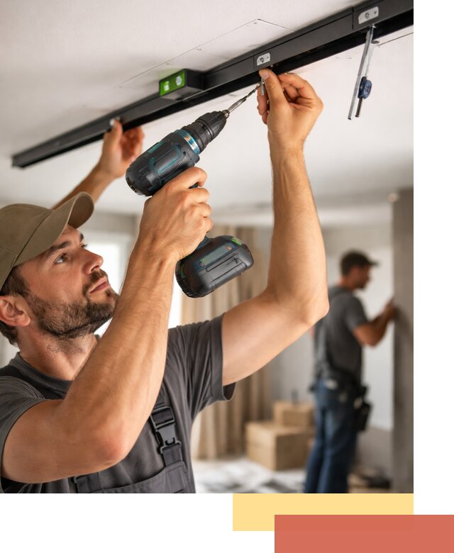 Установка трековых светильников в натяжной потолок в Абакане