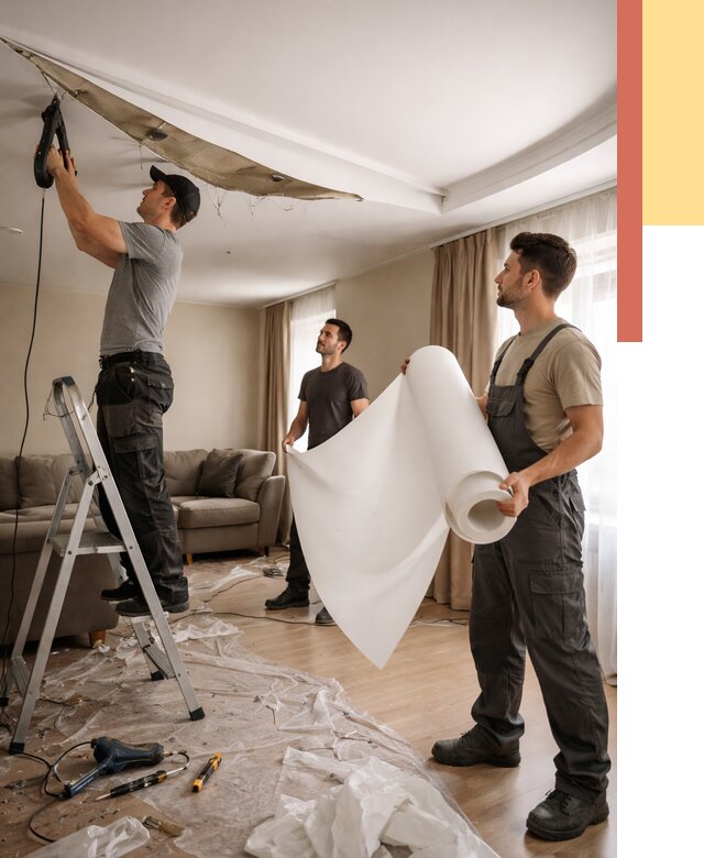 Замена полотна натяжного потолка в Абакане от 9704 руб. быстро и недорого | ОТДЕЛОЧНИК-Бкн