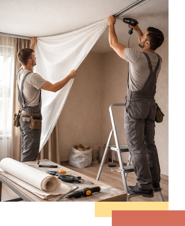 Замена полотна натяжного потолка в Абакане быстро и качественно