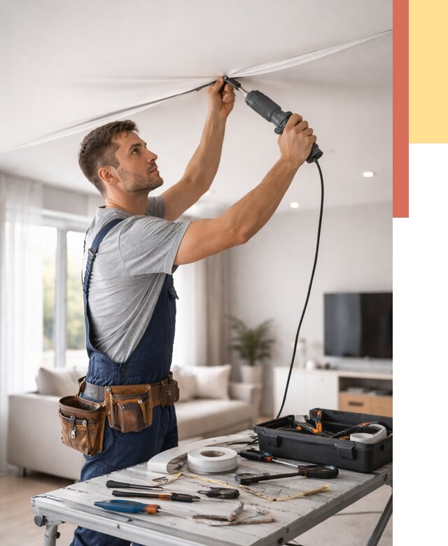 Ремонт натяжных потолков в Абакане от 9704 руб. под ключ — ОТДЕЛОЧНИК-Бкн