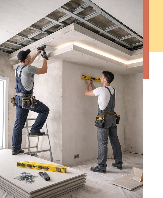 Двухуровневый потолок из гипсокартона в Абакане от 1481 руб. под ключ | ОТДЕЛОЧНИК-Бкн