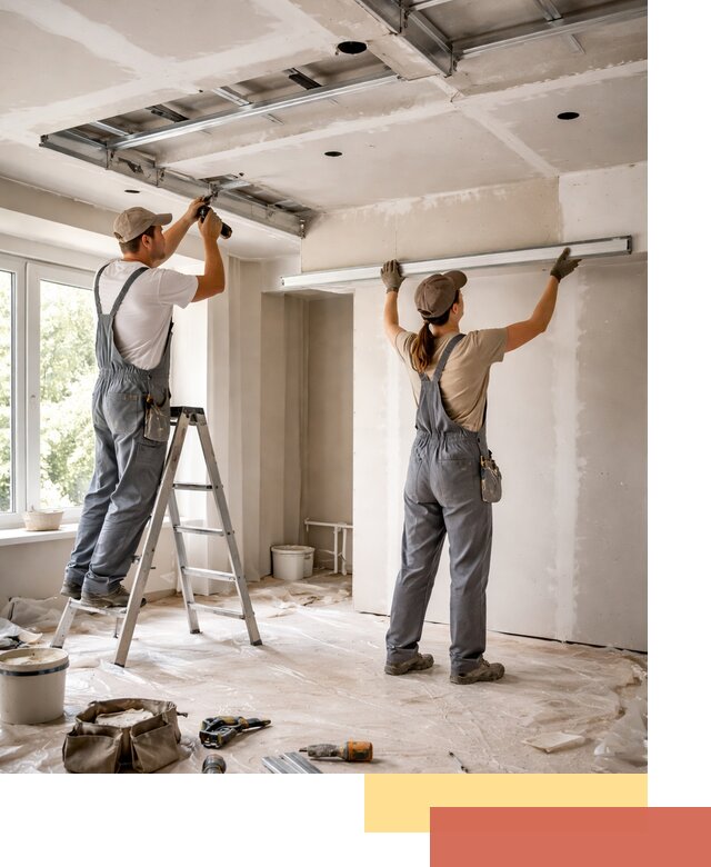 Монтаж многоуровневого потолка из гипсокартона в Абакане