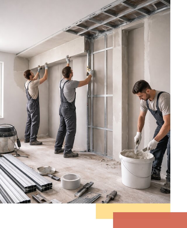 Монтаж потолка из гипсокартона с нишей в Абакане