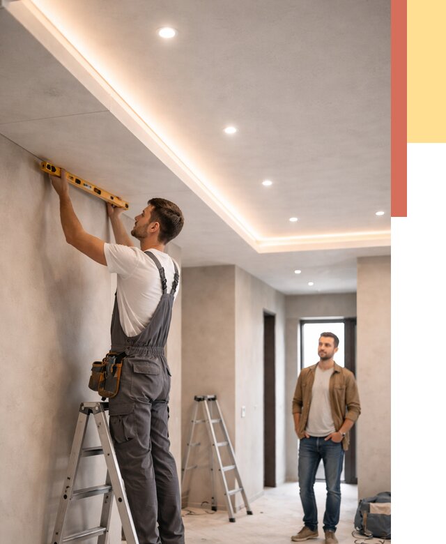 Потолок из гипсокартона с подсветкой в Абакане от 766 руб./м2 под ключ | ОТДЕЛОЧНИК-Бкн