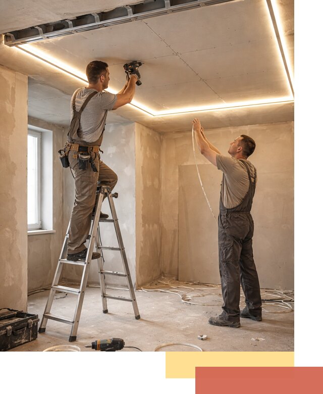 Потолок из гипсокартона с подсветкой в Абакане