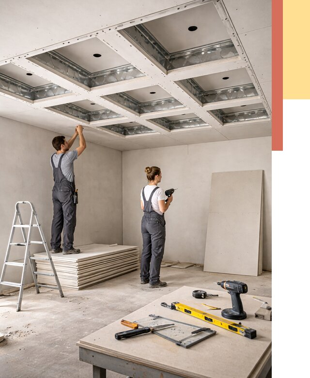 Кессонный потолок из гипсокартона в Абакане от 1890 руб. — монтаж и под ключ | ОТДЕЛОЧНИК-Бкн