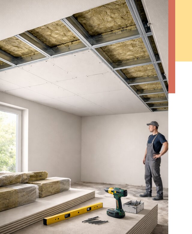 Звукоизоляция потолка ГКЛ в Абакане от 970 руб. — монтаж под ключ | ОТДЕЛОЧНИК-Бкн