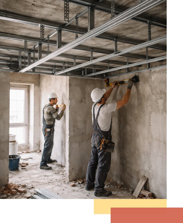 Монтаж каркаса потолка из профильного профиля в Абакане