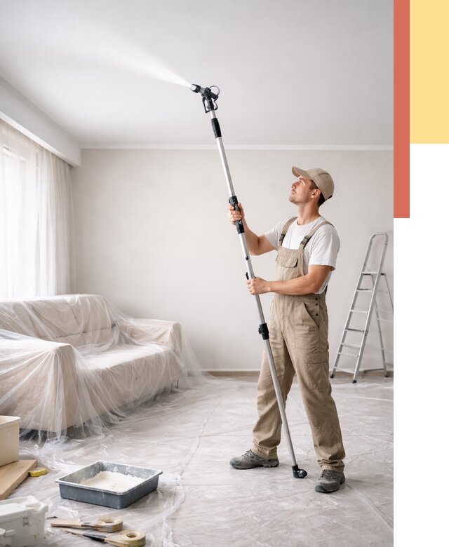 Покраска потолка краскопультом в Абакане от 4597 руб. быстро и недорого | ОТДЕЛОЧНИК-Бкн