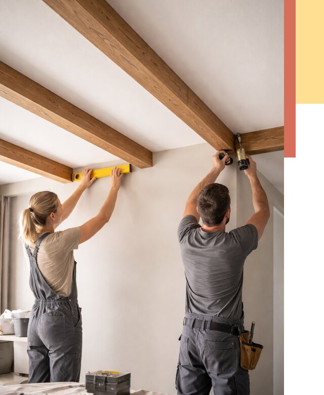 Монтаж декоративных балок на потолок в Абакане от 4290 руб. — ОТДЕЛОЧНИК-Бкн